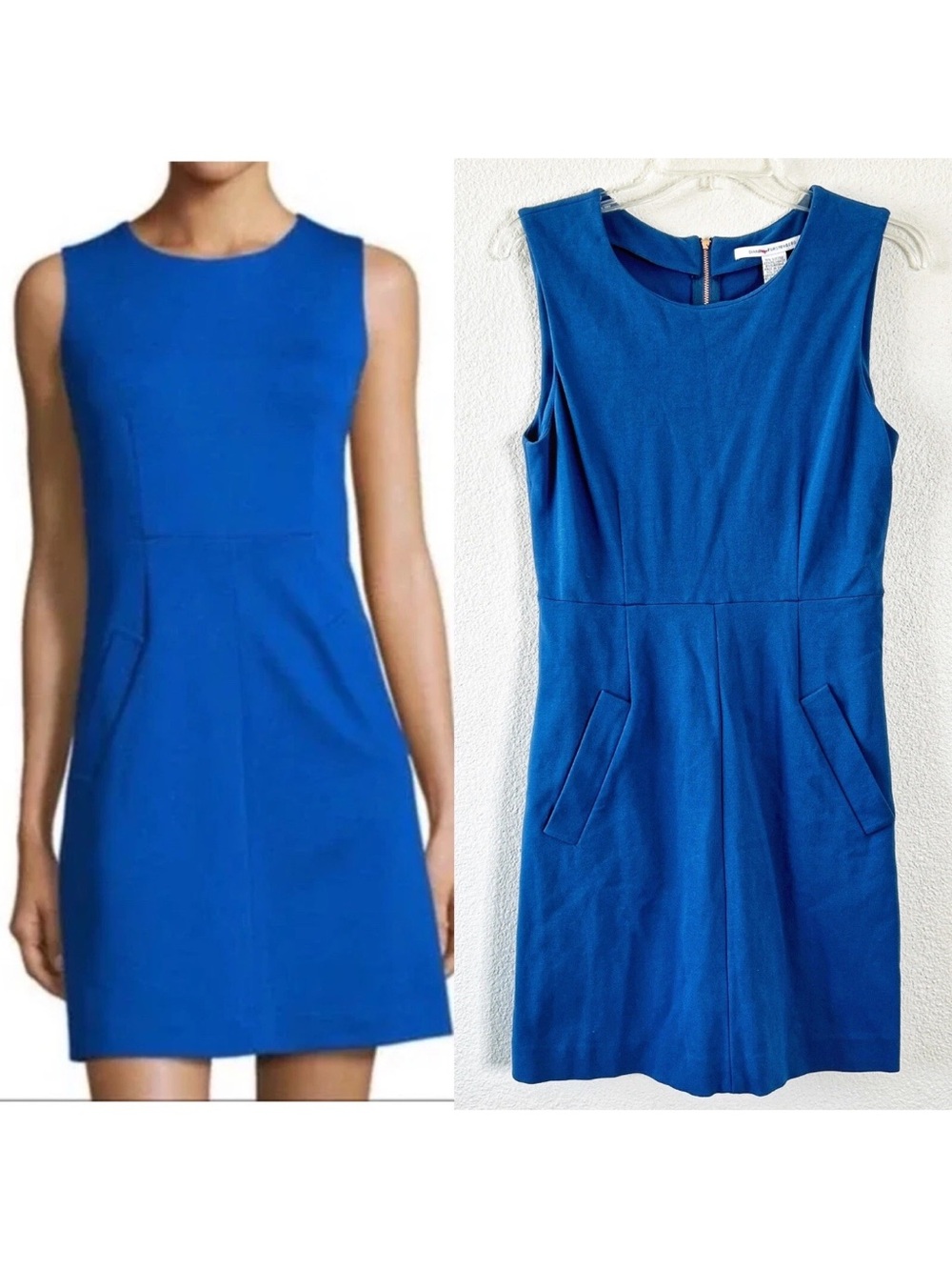 Diane Von Furstenberg DVF Carpreena Mini Dress Royal Blue Size 10 Medium Sheath